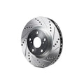 R1 11-25 Lexus IS200T Left Front Drilled & Slotted Black Brake Rotor