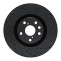 R1 11-25 Lexus IS200T Right Front Drilled & Slotted Black Brake Rotor