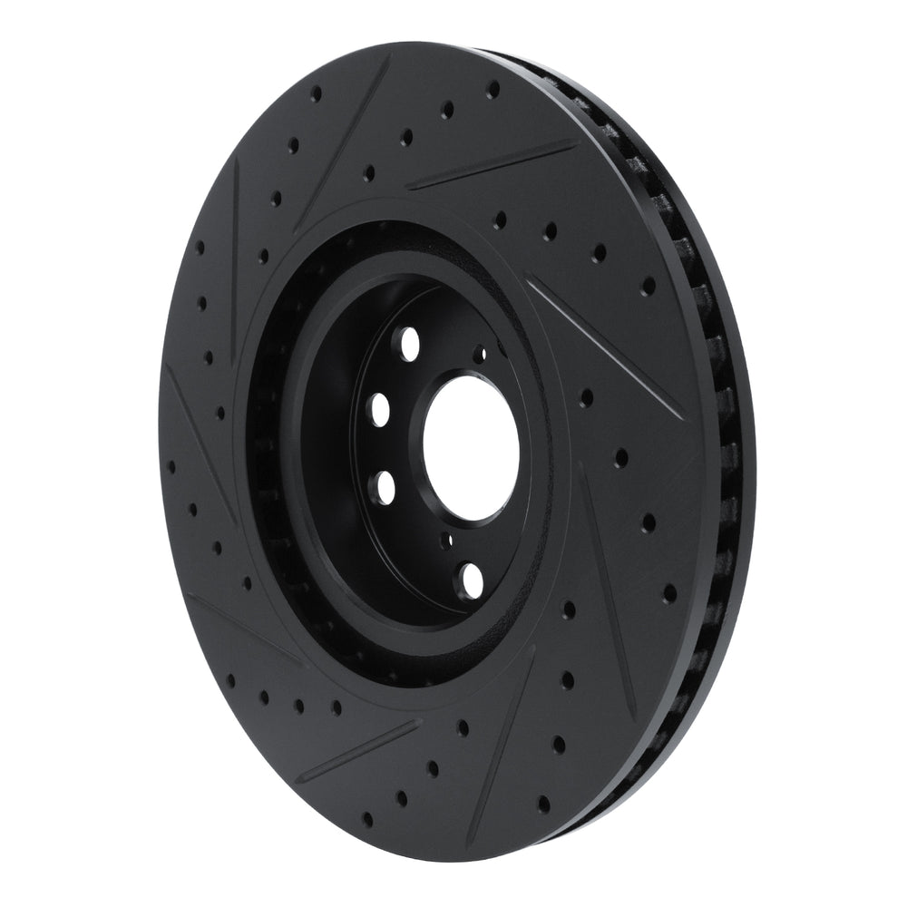 R1 11-25 Lexus IS200T Right Front Drilled & Slotted Black Brake Rotor