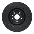 R1 11-25 Lexus IS200T Right Front Drilled & Slotted Black Brake Rotor