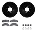 R1 94-04 Ford Mustang Rear Drilled & Slotted Black Brake Rotor Set w/Ceramic Pads and Hardware