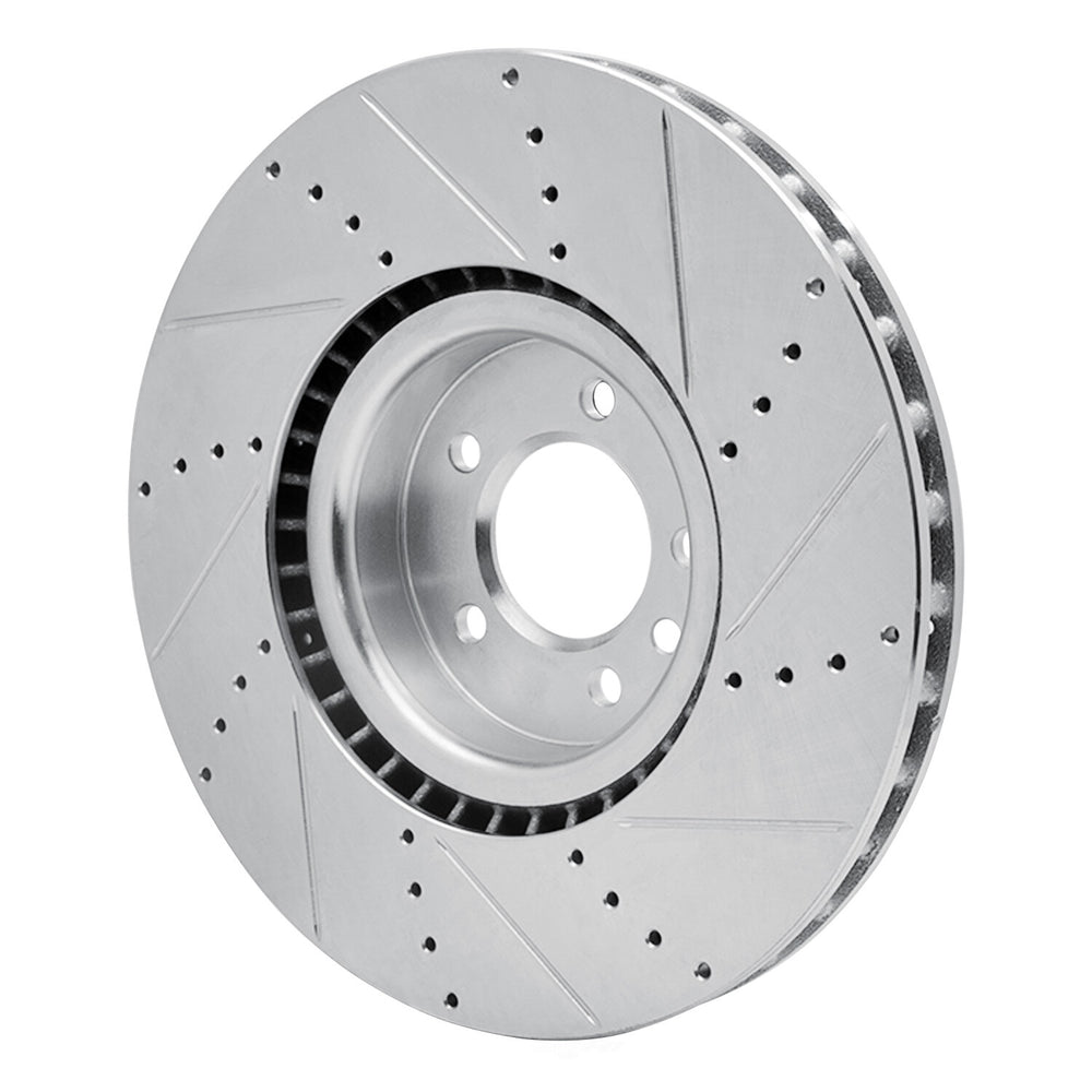 R1 Concepts Brake Rotor Drilled and Slotted Silver Fits Land Rover