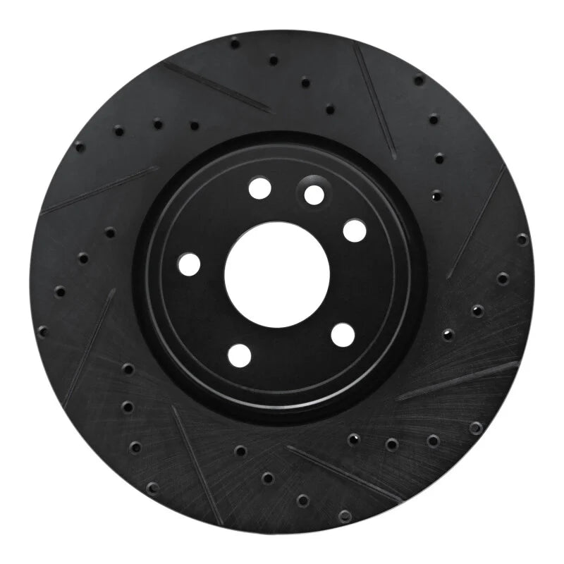 R1 17-19 Jaguar XE Front Right Drilled & Slotted Black Brake Rotor