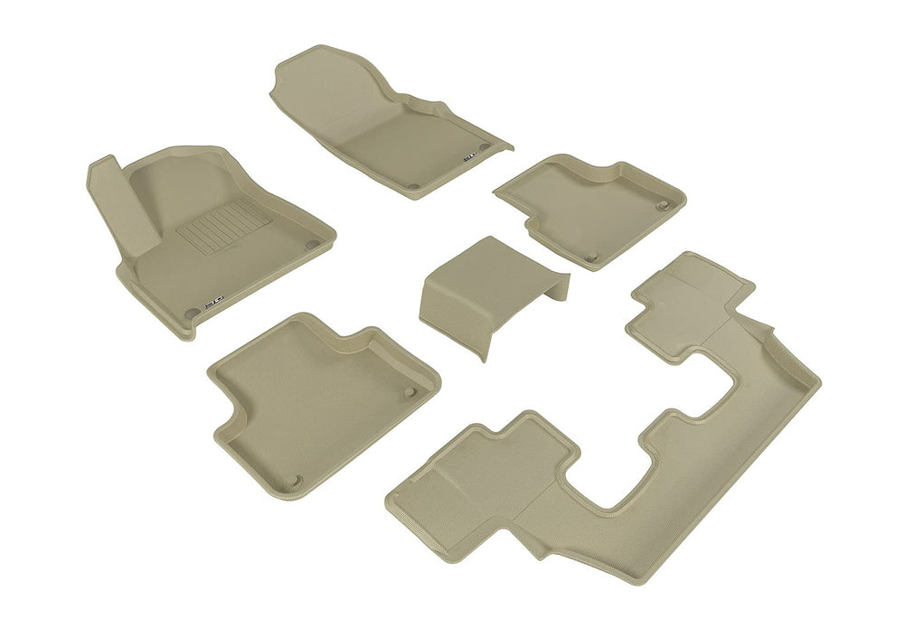 3D MAXpider 2017-2019 Audi Q7 Kagu 1st & 2nd & 3rd Row Floormats - Tan
