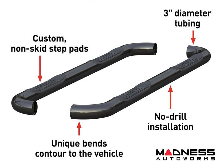 21C BRONCO SPORT ALL 3 ROUND BLACK STEEL SIDE BARS