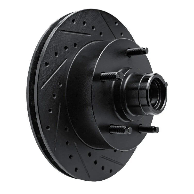 R1 94-01 Ford E-150 Econoline Front Right Drilled & Slotted Black Brake Rotor