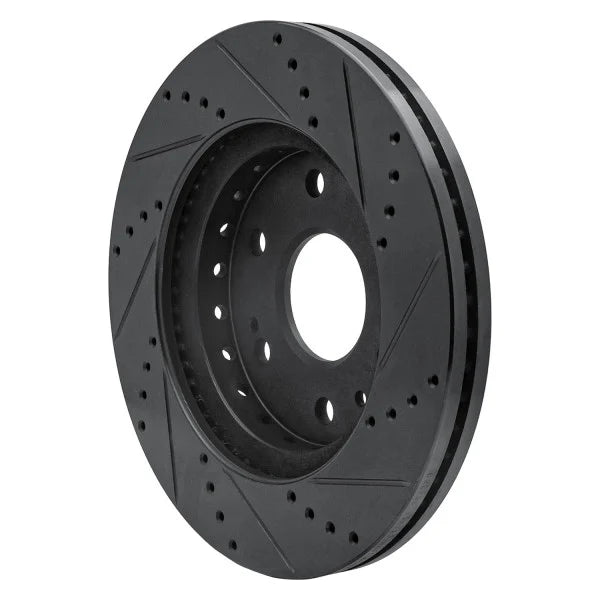 R1 09-20 Chevrolet TAHOE Front Left Drilled & Slotted Black Brake Rotor