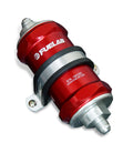 Fuelab 828 In-Line Fuel Filter Long -6AN In/Out 40 Micron Stainless - Gold