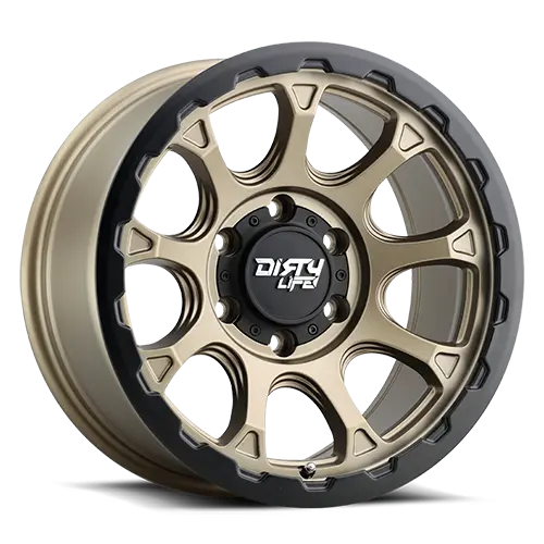 DIRTY LIFE DRIFTER 9307 MATTE GOLD W MATTE BLACK LIP 17X8.5 6-139.7 -6MM 106MM
