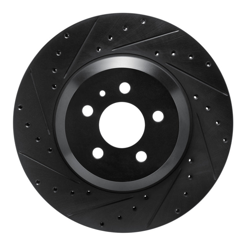 R1 17-25 Tesla Model 3 Front Left Drilled & Slotted Black Brake Rotor