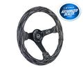 NRG Reinforced Steering Wheel (350mm / 3in. Deep) Blk Alcantara w/ Blk Stitching - Matte Black Spoke