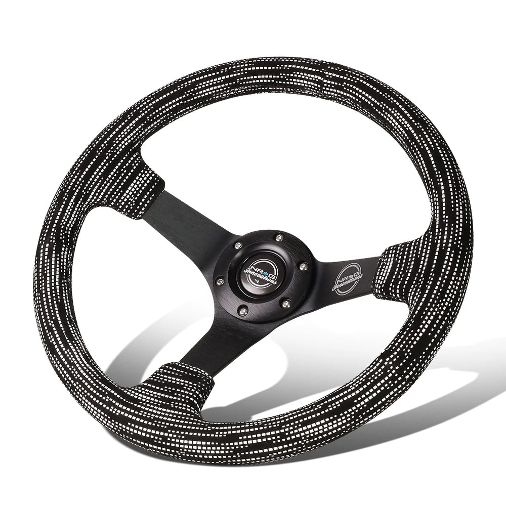 NRG Reinforced Steering Wheel (350mm / 3in. Deep) Blk Alcantara w/ Blk Stitching - Matte Black Spoke