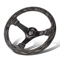 NRG Reinforced Steering Wheel (350mm / 3in. Deep) Blk Alcantara w/ Blk Stitching - Matte Black Spoke