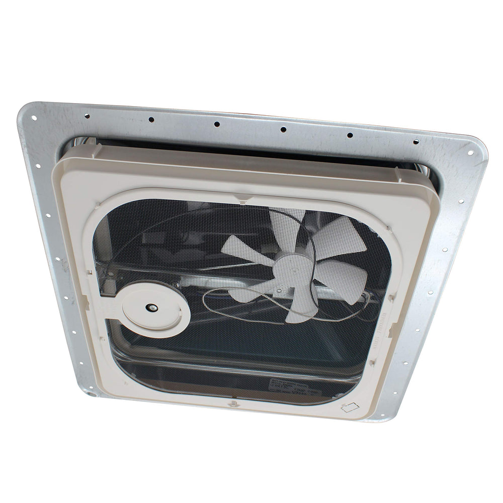 12V POWERED ROOF VENT SMOKE DOME BIRCH WHITE SCREEN FRAME AUTO LIFT