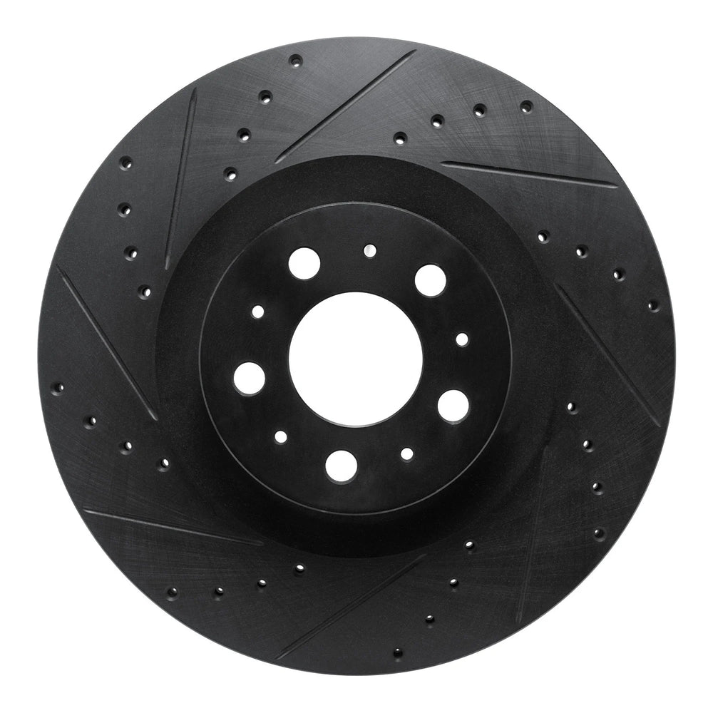 R1 20-25 Tesla Model Y Front Left Drilled & Slotted Black Brake Rotor