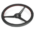 NRG Reinforced Stealth Wheel (380mm) 3 Spoke Center - 1in Deep Dish - Perforated Leather Red Stitch