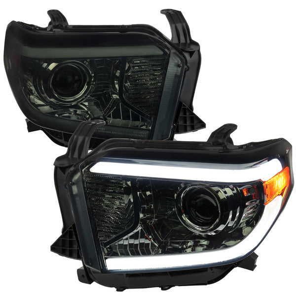 OE RETROFIT PROJECTOR HEADLIGHTS WITH LED BAR CHROME HOUSING AND CLEAR LENS