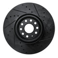 R1 18-25 Volkswagen ATLAS Front Left Drilled & Slotted Black Brake Rotor