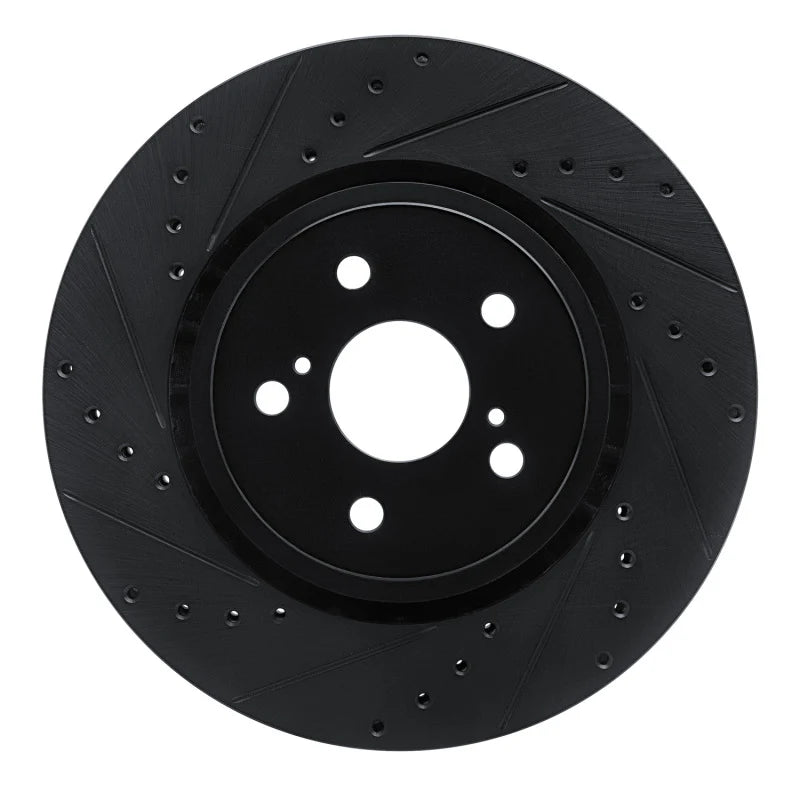 R1 21-25 Toyota SIENNA Front Left Drilled & Slotted Black Brake Rotor