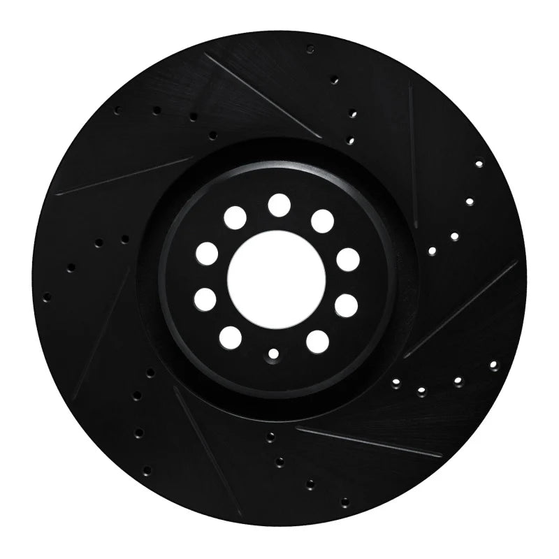 R1 04-06 Audi TT Quattro Right Front Drilled & Slotted Black Brake Rotor