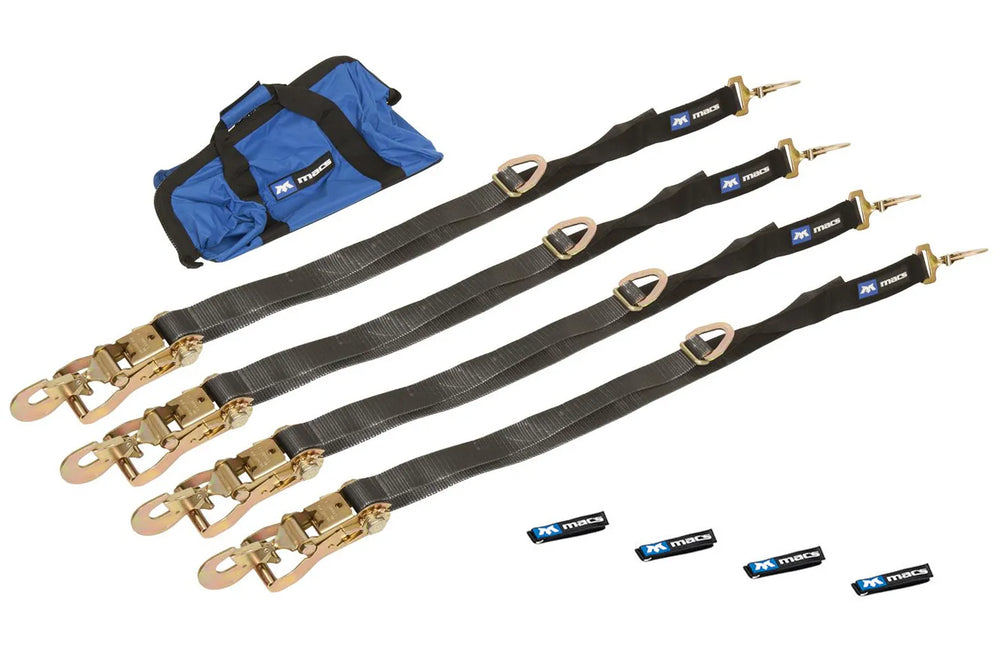 SUPER PACK YELLOW [(2) 2in X 6ft AND (2) 2in X 8ft ] WITH SEWN FIXED END COMBINATION AXLE STRAPS