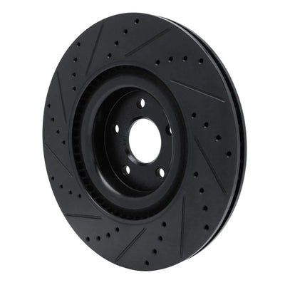 R1 16-18 Ford Focus Front Right Drilled & Slotted Black Brake Rotor