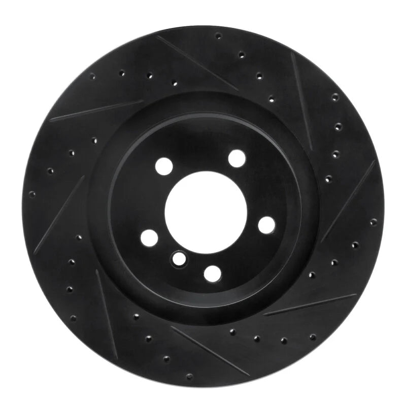 R1 07-08 BMW ALPINA B7 Rear Right Drilled & Slotted Black Brake Rotor