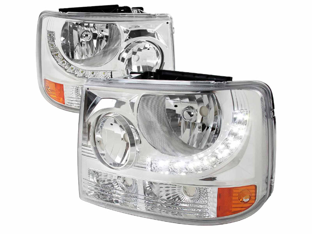 1 PC EURO HEADLIGHT - CHROME WITH L