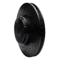 R1 95-01 BMW 750IL Front Left Drilled & Slotted Black Brake Rotor