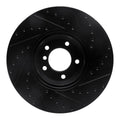 R1 95-01 BMW 750IL Front Left Drilled & Slotted Black Brake Rotor