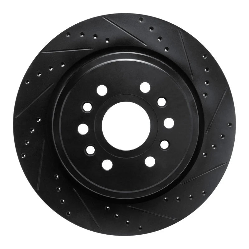 R1 21-25 Jeep Grand Wagoneer L Rear Right Drilled & Slotted Black Brake Rotor