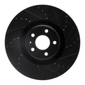 R1 12-18 Audi A7 Quattro Front Left Drilled & Slotted Black Brake Rotor