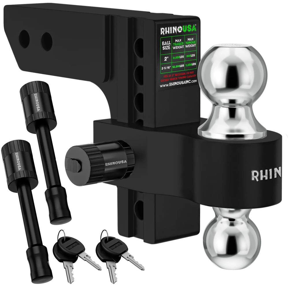 Rhino USA 8In Heavy Duty Drop Hitch - 2In (Black)