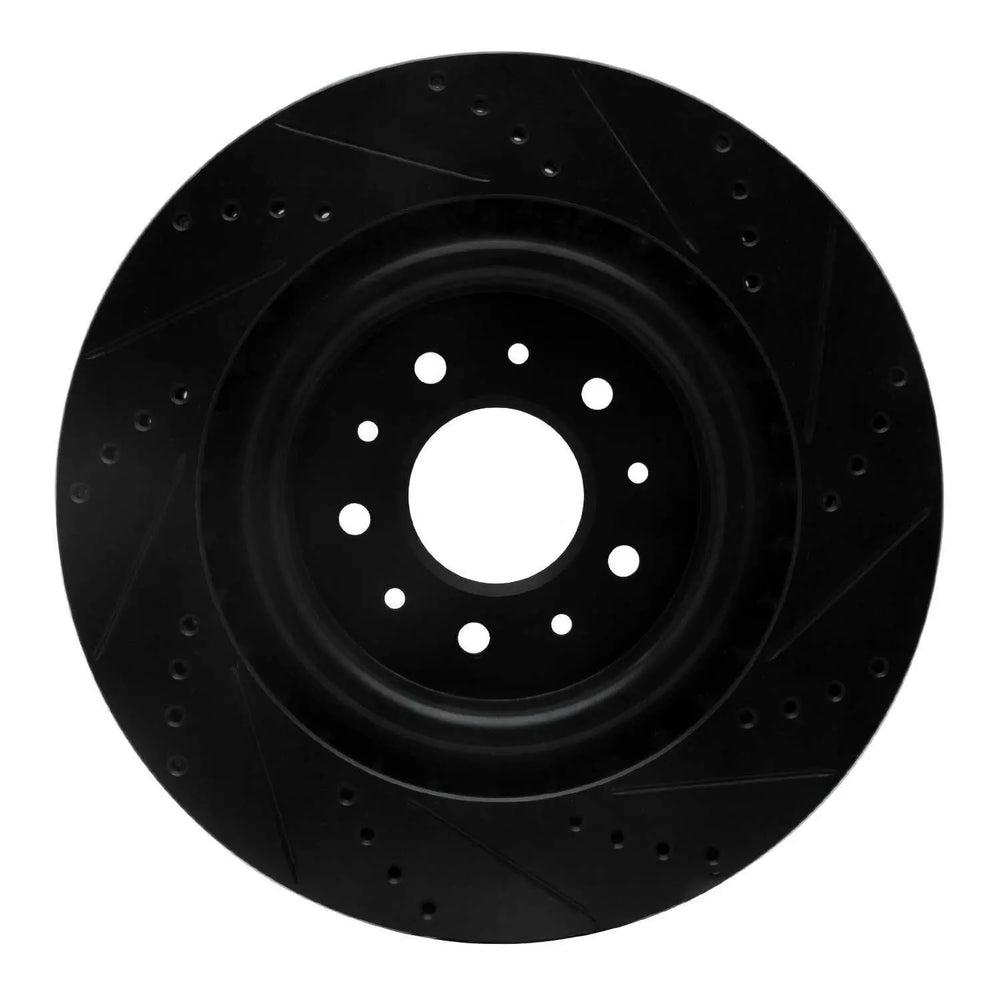 R1 00-06 Jaguar XKR Front Left Drilled & Slotted Black Brake Rotor