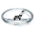 Reinforced Steering Wheel - Matsuri 350mm 2 Deep Dish Clear Acrylic Steering Wheel in Clear and Geometric NeoChrome spoke finish with slits.