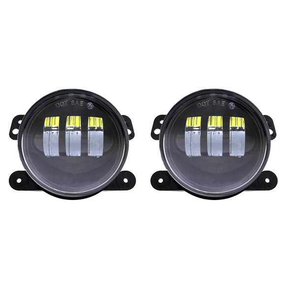~(3 lbs. 9X5X4)~ Jeep JK/CJ/TJ 4 Inch 30 Watt Fog Light Black Reflector Tempest Series Quake LED