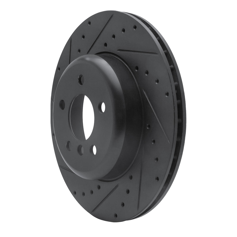 R1 13-21 BMW 330I xDrive Sedan Rear Left Drilled & Slotted Black Brake Rotor