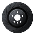 R1 2017-2020 Jaguar I-Pace Rear Left Drilled & Slotted Black Brake Rotor