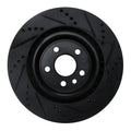 R1 2017-2020 Jaguar I-Pace Rear Left Drilled & Slotted Black Brake Rotor
