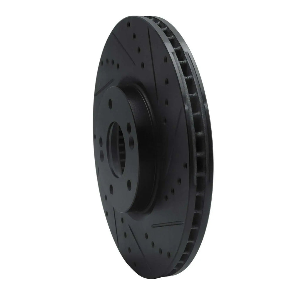 R1 07-12 Hyundai Veracruz Front Right Drilled & Slotted Black Brake Rotor