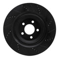 R1 05-23 Chrysler 300 Rear Left Drilled & Slotted Black Brake Rotor