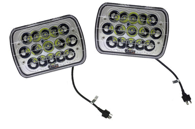 ~(6 lbs. 12X8X8)~ Jeep XJ/YJ 5x7 Inch Headlight 45 Watt High/Low Tempest Series Quake LED