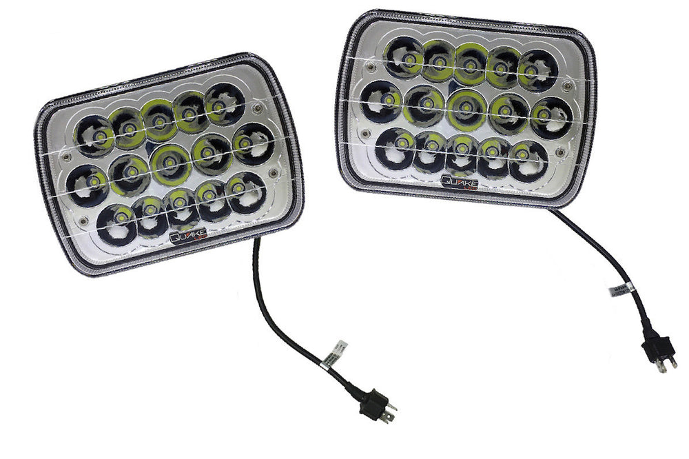 ~(6 lbs. 12X8X8)~ Jeep XJ/YJ 5x7 Inch Headlight 45 Watt High/Low Tempest Series Quake LED