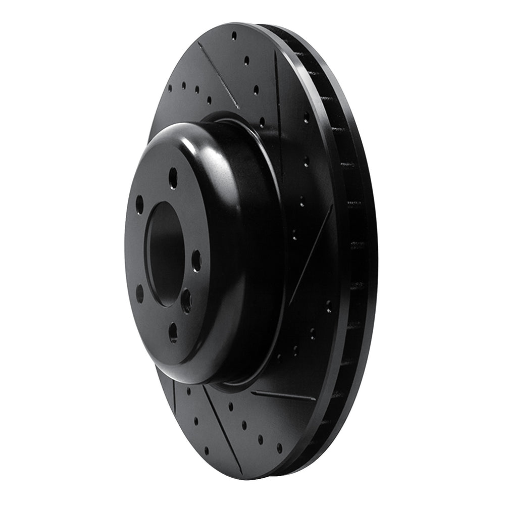 R1 04-10 BMW 650I Convertible Front Right Drilled & Slotted Black Brake Rotor