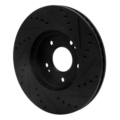 R1 96-97 Mercedes-Benz C36 AMG Front Left Drilled & Slotted Black Brake Rotor