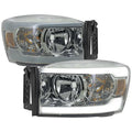 HEADLIGHTS WITH LED BAR CHROME HOUSING LIGHT SMOKED LENS - BULBS NOT INCLUDED