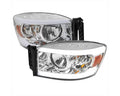 HEADLIGHTS WITH LED BAR CHROME HOUSING LIGHT SMOKED LENS - BULBS NOT INCLUDED