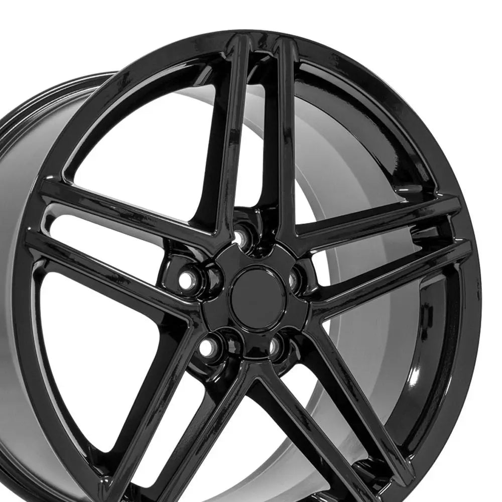 19 IN REPLICA WHEEL CV07B FITS CHEVROLET CORVETTE C6 Z06 RIM 19X10 BLACK WHEEL