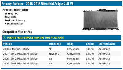 0608 MB ECLPS 3.8L V6 AT 1R PA RAD