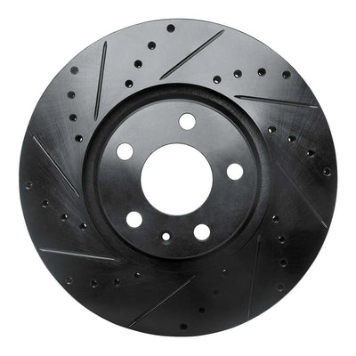 R1 05-11 Audi A6 Quattro Front Left Drilled & Slotted Black Brake Rotor